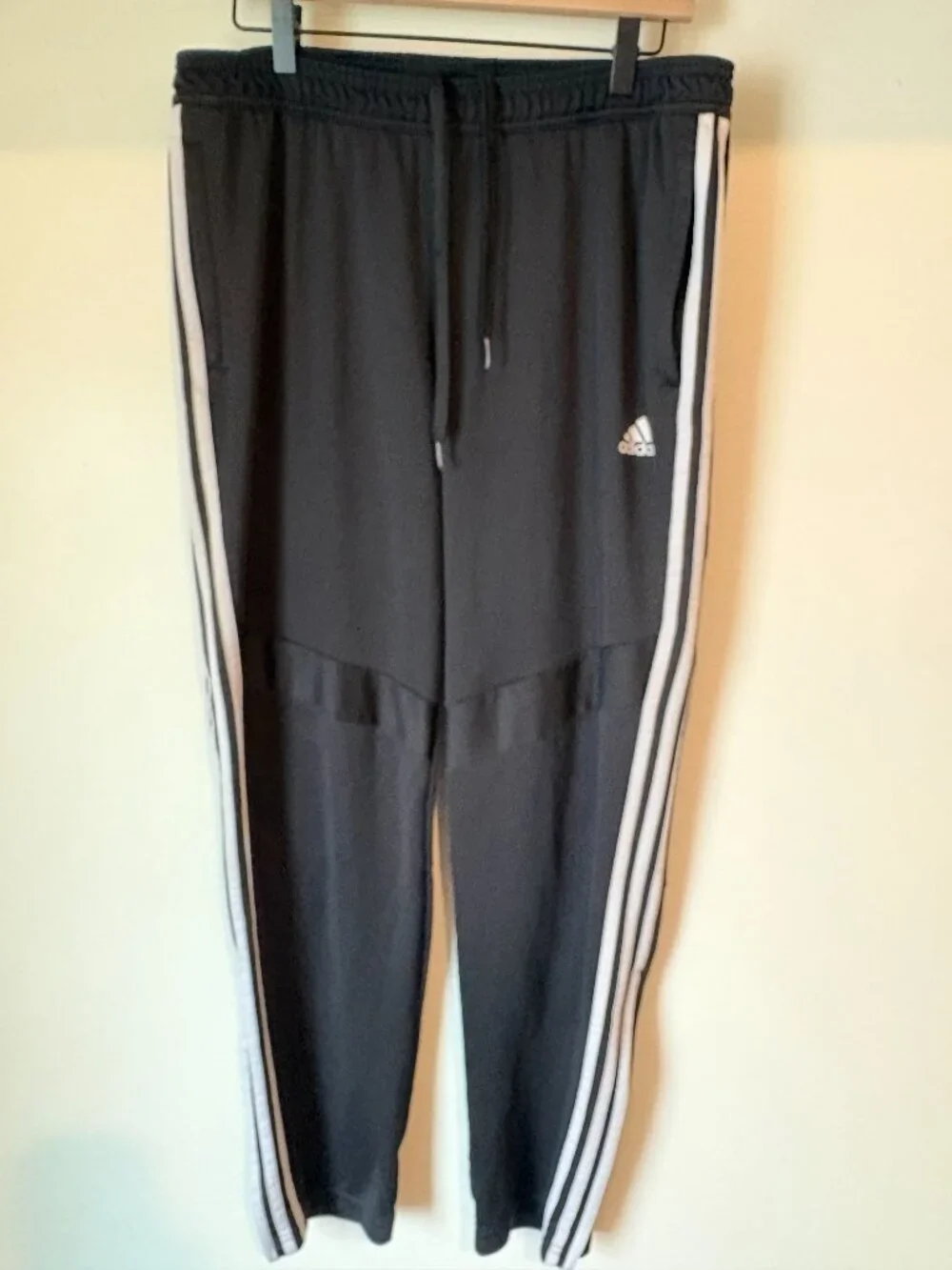 Adidas ClimaLite Black 3 Stripe Track Pants Men’s XL Drawstring Athletic